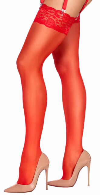 Rode jarretelle kousen 02322540000