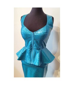 Blauwe Peplum Top Lak Fuel 797-C